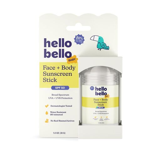 Hello Bello Baby SPF 50 Mineral Face + Body Sunscreen Stick - Water Resistant Broad Spectrum UVA + UVB Sun Protection, 1oz in Kuwait