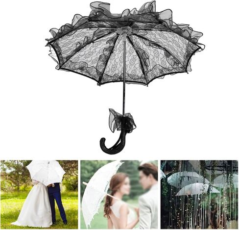 Handmade Lace Parasol Umbrella for Wedding Photography, 23.6" Vintage Bridal Prop in Kuwait