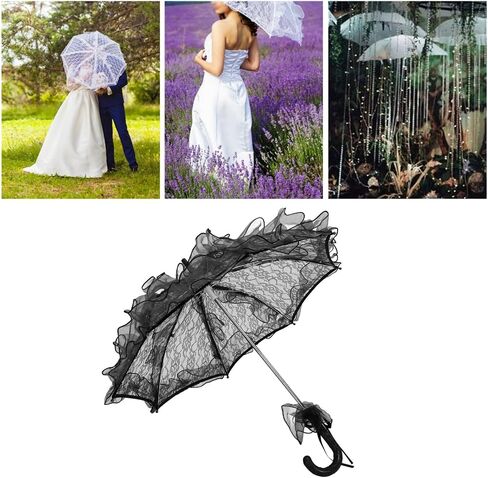 Handmade Lace Parasol Umbrella for Wedding Photography, 23.6" Vintage Bridal Prop in Kuwait