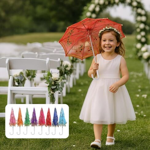 8 Pcs Mini Lace Parasol Umbrella for Bride, Wedding Umbrella with Decorative Lace Parasols, for Indoor and Outdoor Use, Ideal for Parties and Photography in Kuwait