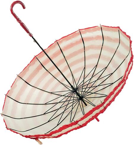 Ladies Lace Flowers Pagoda Shaped Long Handle Sunproof Umbrella Parasol, Beige, Decorative Shade for Daily Outings, Tea Parties, Weddings and Photos in Kuwait