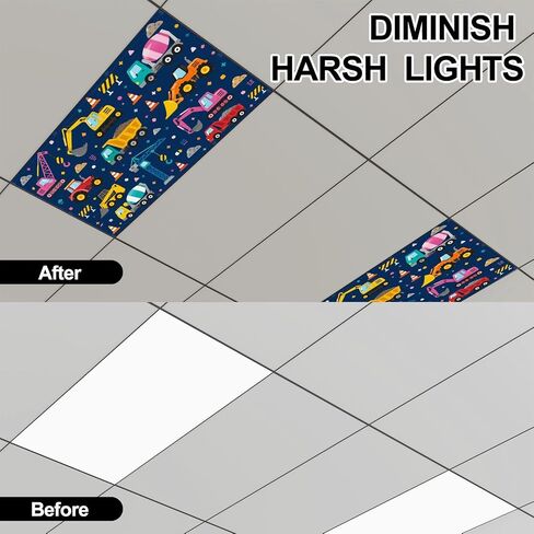 6 Pack Light Covers for Ceiling Lights Magnetic Fluorescent Light Covers for Classroom Childish seamless building equipment Creative kids for fabric textile Ceiling Lamp Shade for Home Office School in Kuwait
