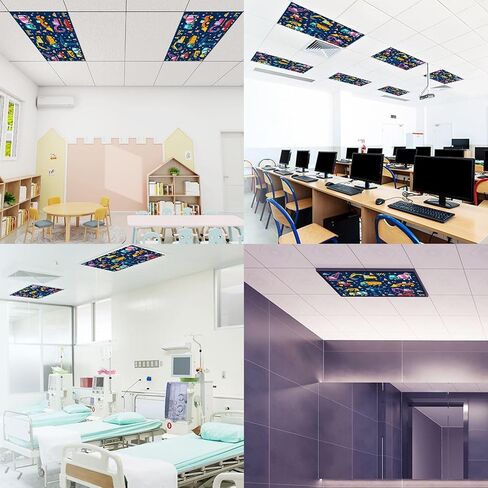 6 Pack Light Covers for Ceiling Lights Magnetic Fluorescent Light Covers for Classroom Childish seamless building equipment Creative kids for fabric textile Ceiling Lamp Shade for Home Office School in Kuwait