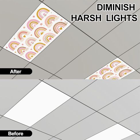 6 Pack Light Covers for Ceiling Lights Magnetic Fluorescent Light Covers for Classroom Baby Set Kids Pastel Shapes Drawn Cute Ceiling Lamp Shade for Home Office School in Kuwait