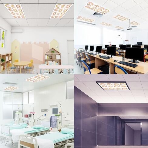6 Pack Light Covers for Ceiling Lights Magnetic Fluorescent Light Covers for Classroom Baby Set Kids Pastel Shapes Drawn Cute Ceiling Lamp Shade for Home Office School in Kuwait