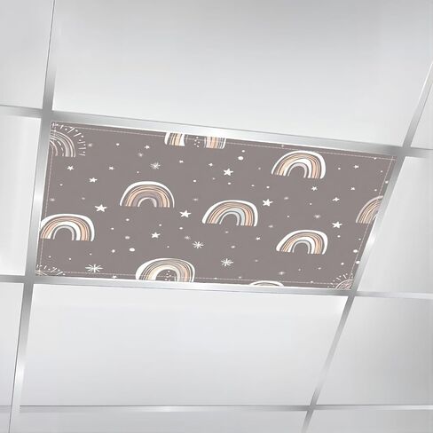 4 Pack Fluorescent Light Covers for Ceiling Lights Rainbows Baby Scandinavian Baby Boho Cute Rainbows Grey Nursery Decorative Magnetic Light Cover Light Filters for Classroom Office Home in Kuwait