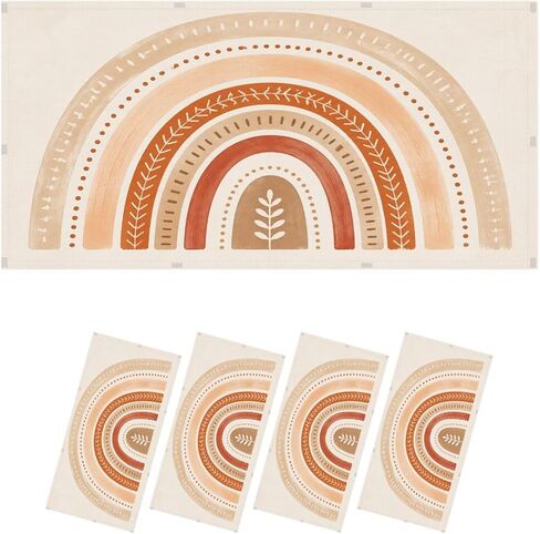 4 Pack Light Covers for Ceiling Lights Magnetic Fluorescent Light Covers for Classroom Scandinavian Nursery Boho Rainbow Print For Playroom Neutral Ceiling Lamp Shade for Home Office School in Kuwait