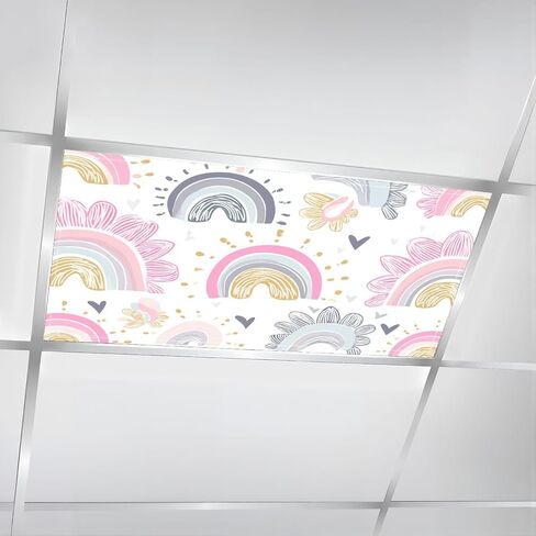 6 Pack Fluorescent Light Covers for Ceiling Lights Seamless Cute Boho Rainbows Textile Repeat for Kids Decorative Magnetic Light Cover Light Filters for Classroom Office Home in Kuwait