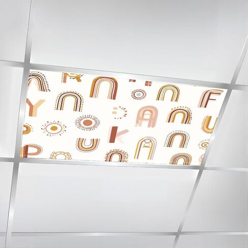 4 Pack Fluorescent Light Covers for Ceiling Lights Seamless Boho Rainbows Terracotta Colors Neutral Nursery Art Design Decorative Magnetic Light Cover Light Filters for Classroom Office Home in Kuwait