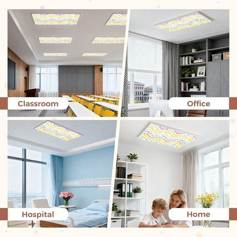 6 Pack Fluorescent Light Covers for Ceiling Lights Rainbow seamless zigzag Seamless pastel colorful lines from dots Kids Decorative Magnetic Light Cover Light Filters for Classroom Office Home in Kuwait
