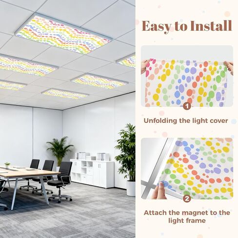 6 Pack Fluorescent Light Covers for Ceiling Lights Rainbow seamless zigzag Seamless pastel colorful lines from dots Kids Decorative Magnetic Light Cover Light Filters for Classroom Office Home in Kuwait