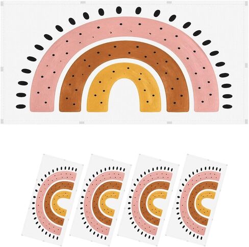 4 Pack Light Covers for Ceiling Lights Magnetic Fluorescent Light Covers for Classroom Seamless boho rainbows terracotta colors Neutral nursery art design Ceiling Lamp Shade for Home Office School in Kuwait