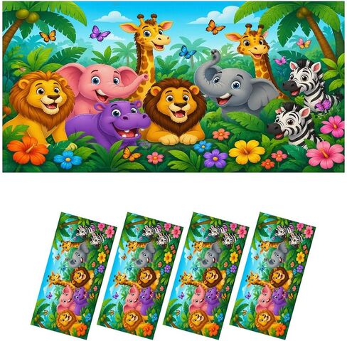4 Pack Light Covers for Ceiling Lights Magnetic Fluorescent Light Covers for Classroom Jungle animals frame for kids African tropical forest adorable Ceiling Lamp Shade for Home Office School in Kuwait