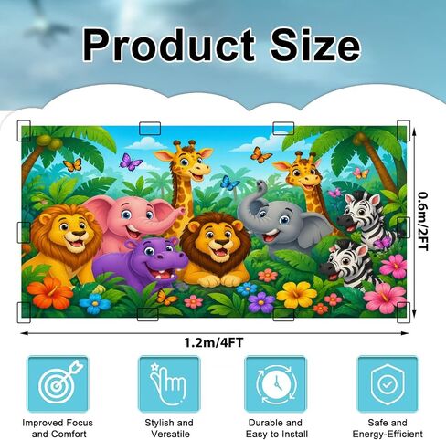 4 Pack Light Covers for Ceiling Lights Magnetic Fluorescent Light Covers for Classroom Jungle animals frame for kids African tropical forest adorable Ceiling Lamp Shade for Home Office School in Kuwait