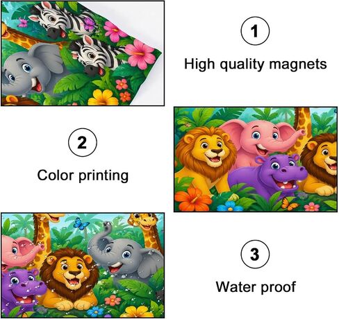 4 Pack Light Covers for Ceiling Lights Magnetic Fluorescent Light Covers for Classroom Jungle animals frame for kids African tropical forest adorable Ceiling Lamp Shade for Home Office School in Kuwait