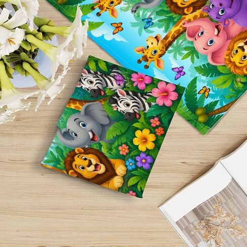 4 Pack Light Covers for Ceiling Lights Magnetic Fluorescent Light Covers for Classroom Jungle animals frame for kids African tropical forest adorable Ceiling Lamp Shade for Home Office School in Kuwait