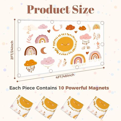 4 Pack Fluorescent Light Covers for Ceiling Lights Drawn Clipart for Nursery Decoration Cute Rainbows Decorative Magnetic Light Cover Light Filters for Classroom Office Home in Kuwait