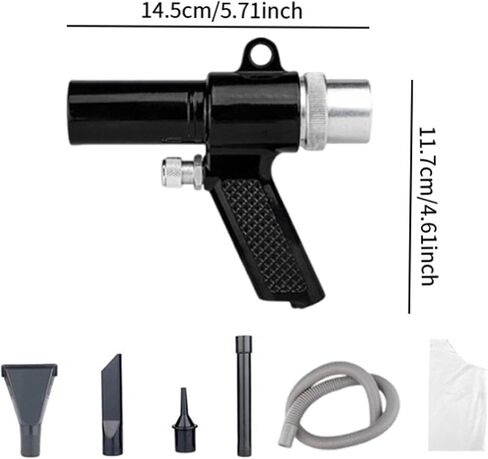 Pneumatic Vacuum Cleaner, Air Blower, Compressor, Cordless with Suction Function and Interchangeable Nozzles for Household, Car, and Industry, Metal PVC in Kuwait