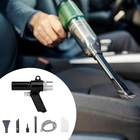 Pneumatic Vacuum Cleaner, Air Blower, Compressor, Cordless with Suction Function and Interchangeable Nozzles for Household, Car, and Industry, Metal PVC in Kuwait