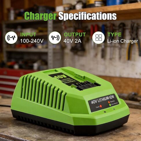 40V Charger Replacement for Greenworks 40V Battery Charger 29482 Compatible with Batteries 29462 29472 in Kuwait