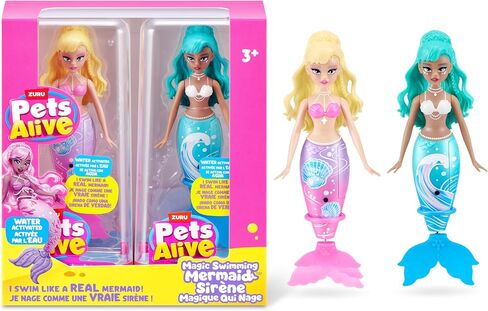 Pets Alive Magic Swimming Mermaid 2 Pack (Sea Star & Coral) by ZURU – Robotic Mermaid Doll for Water Play, Swims Automatically, Bath Toy for Girls & Boys Ages 3+ in Kuwait