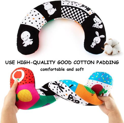 teytoy Tummy Time Pillow with Crinkle Mat & Teethers, Black and White High Contrast Baby Toys with Mirror, Montessori Sensory Crawling Toy for Infant Newborn Toddler Tummy Time Toys 0-6 Months Babies in Kuwait