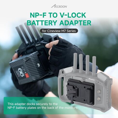 Accsoon NP-F to V-Mount Power Adapter Converter for CineView M7H Pro/M7 Pro/M7 Camera Monitors, NP-F to V-Lock Battery Adapter Plate for Camera Monitor Filmmaking Monitoring with Most V-Mount Battery in Kuwait