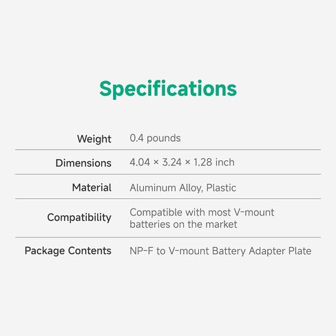 Accsoon NP-F to V-Mount Power Adapter Converter for CineView M7H Pro/M7 Pro/M7 Camera Monitors, NP-F to V-Lock Battery Adapter Plate for Camera Monitor Filmmaking Monitoring with Most V-Mount Battery in Kuwait