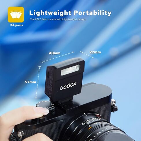 Godox IM30 Mini Camera Flash, Super-Portable 78g Pocket Sized, 7 Level Dimming, GN15, 230 Full-Power Flashes 3.6s Recycle Time Compatible with Canon/Nikon/Sony/Fujifilm Camera in Saudi Arabia