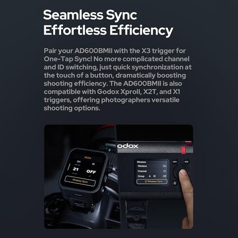 GODOX AD600BM II Portable Flash Light 600Ws 1/8000s HSS 0.01-1.9s Recycle 500 Flashes 40W LED Modeling 5600K X3/X2T/X1 Compatible 16-Color ID Lights Precision Power Control 1/1-1/512 Pro Photo Video in Kuwait