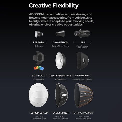GODOX AD600BM II Portable Flash Light 600Ws 1/8000s HSS 0.01-1.9s Recycle 500 Flashes 40W LED Modeling 5600K X3/X2T/X1 Compatible 16-Color ID Lights Precision Power Control 1/1-1/512 Pro Photo Video in Kuwait