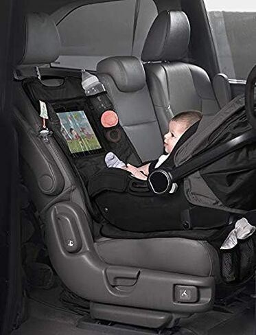Lulyboo Car Seat Protector & Organizer for Baby & Toddler - Back Seat Storage, Kick Mat with Tablet Holder, Toys & Essentials, Fits All Vehicles, Durable Nylon, Black in Kuwait