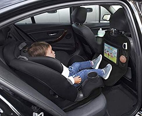 Lulyboo Car Seat Protector & Organizer for Baby & Toddler - Back Seat Storage, Kick Mat with Tablet Holder, Toys & Essentials, Fits All Vehicles, Durable Nylon, Black in Kuwait