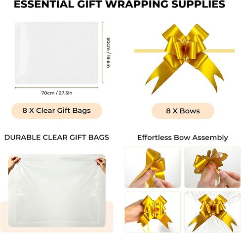 8 Pack Small Woven Baskets, 12"x 8"x 5" Empty Gift Baskets with Gift Bags and Bows, Gift Baskets for Christmas Mother's Day, Baby Showers, Birthdays, Raffle Storage Basket with Handles, White in Kuwait