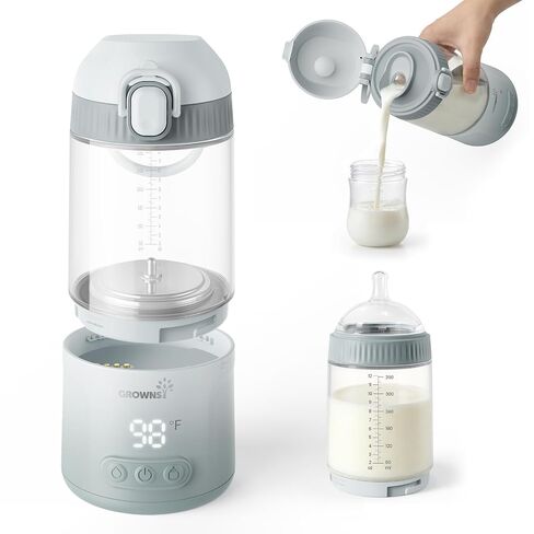 Grownsy Portable Bottle Warmer, Detachable All-in-One Travel Milk Warmers | Fast Even Heat, On-the-Go Bottle Warmer with Nipple for Direct Feeding, Dual Heat Modes, Long Battery, Shatterproof Non-Glass in Kuwait