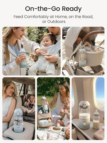 Grownsy Portable Bottle Warmer, Detachable All-in-One Travel Milk Warmers | Fast Even Heat, On-the-Go Bottle Warmer with Nipple for Direct Feeding, Dual Heat Modes, Long Battery, Shatterproof Non-Glass in Kuwait