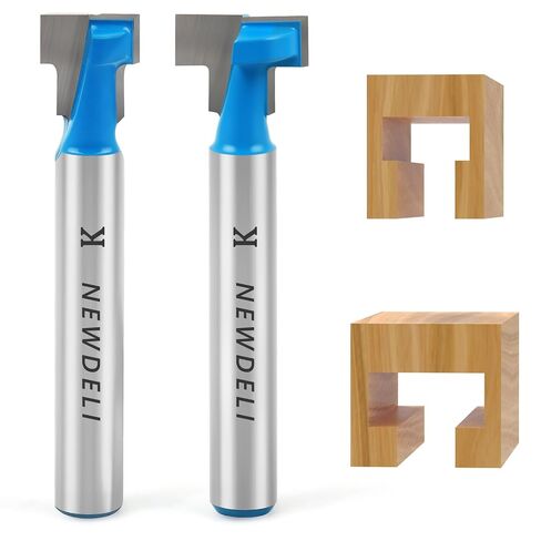 Newdeli Keyhole Router Bit Set 1/4" Shank 2Pcs T-Slot Router Bits 3/8" 1/2" Blade Diameter for Wood Hex Bolt T-Track Slotting in Kuwait