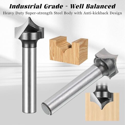 1/4" Roundover Router Bit CNC Router Bits Carbide Tipped Round Over Beading Bits Shank Point Cutting 1/2" Cutting Diameter 1/4" Radius Round-Over Plunge Cutter for Woodworking Carving Tool in Kuwait