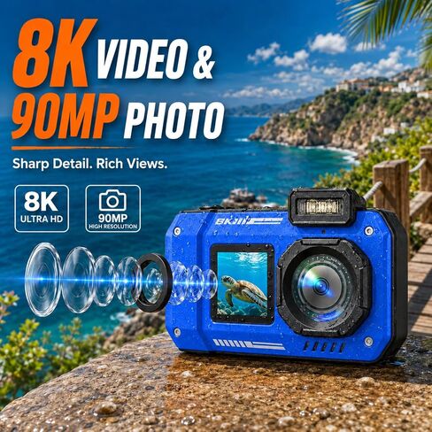 Maxmango 10FT 33FT 49FT Underwater Camera Set - Suitable for Diving Snorkeling Travel(Blue) in Kuwait