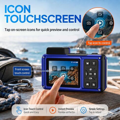 Maxmango 10FT 33FT 49FT Underwater Camera Set - Suitable for Diving Snorkeling Travel(Blue) in Kuwait