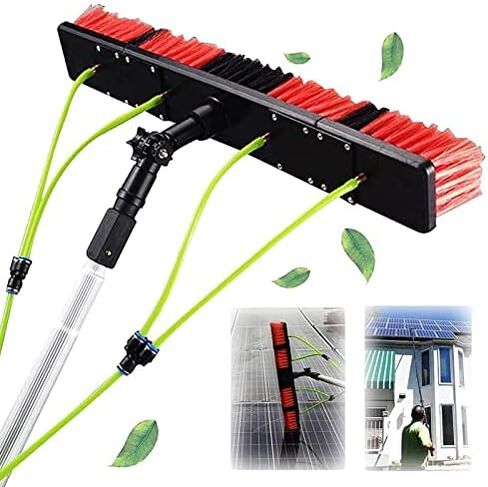 Solar Panel Cleaning Brush Kit - 12m Extendable Rod with Water Supply for Efficient Window & Photovoltaic Panel Cleaning - Rotating Brush for Home Use in Kuwait