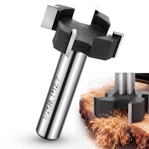 Tudomro CNC Spoilboard Surfacing Router Bit 1/2" Shank 1-1/2" Cutting Diameter, 4 Wings Carbide Slab Flattening Router Bit Tool for Aluminum, Bronze & Copper, MDF Wood in Kuwait