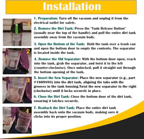 Replacement For Bissell PowerForce Helix Separator Compare to Part #1609898 – Compatible with 1797 Series Upright Vacuums in Kuwait