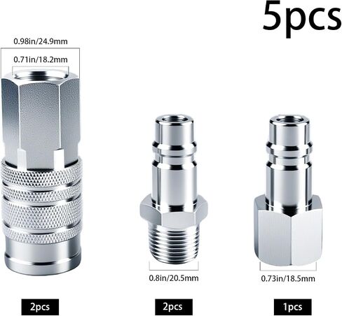 1/2 Inch Air Hose Fittings Set,High Flow 2 Pcs I/M Industrial Type Coupler with 1/2" FNPT,3 Pcs Plugs with 1/2" NPT,Steel Air Compressor Accessories Quick Connect Fittings 300PSI for Pneumatic Tools in Kuwait