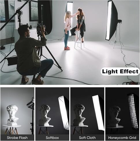 Godox Strip Softbox,2pcs FW35x160cm 14"x63" Bowens Mount Softbox with Honeycomb Grid,Bowens Mount Speedring for Studio Strobe Flash Lighting Speedlight,Portrait Product Photography in Kuwait
