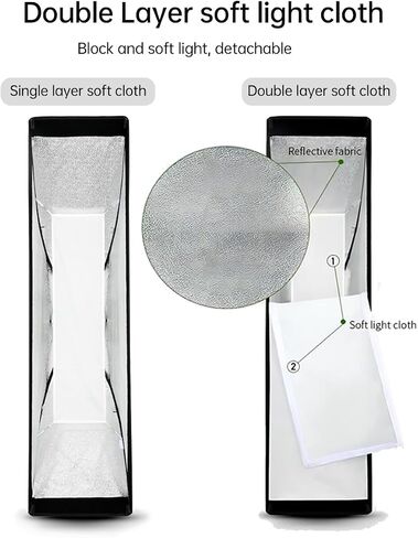 Godox Strip Softbox,2pcs FW35x160cm 14"x63" Bowens Mount Softbox with Honeycomb Grid,Bowens Mount Speedring for Studio Strobe Flash Lighting Speedlight,Portrait Product Photography in Kuwait