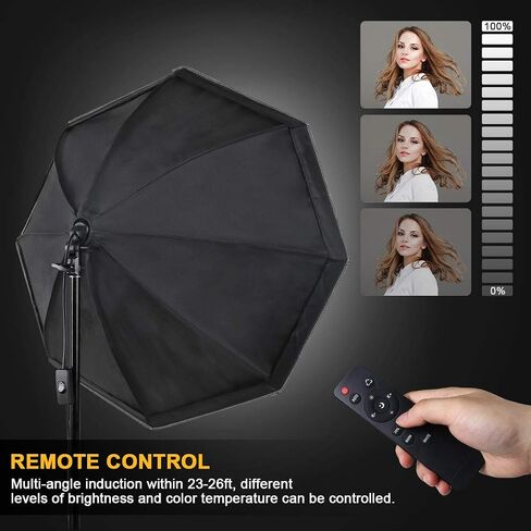 Softbox Continuous Lighting Kit 1 Pack for Camera Photo Video Photography Studio Light with 28'' x 28''Octagon Softbox and Dimmable Super Bright Bulb/Nylon Color Screen/Light Stand/Carrying Bag in Kuwait