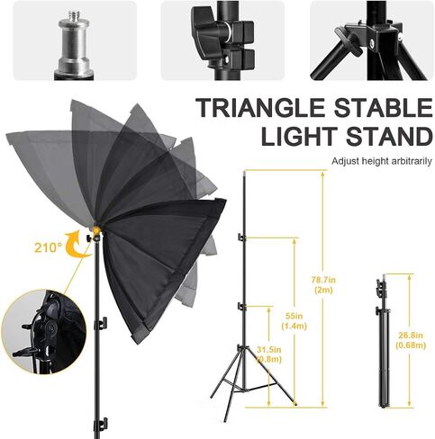 Softbox Continuous Lighting Kit 1 Pack for Camera Photo Video Photography Studio Light with 28'' x 28''Octagon Softbox and Dimmable Super Bright Bulb/Nylon Color Screen/Light Stand/Carrying Bag in Kuwait