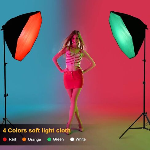 Softbox Continuous Lighting Kit 1 Pack for Camera Photo Video Photography Studio Light with 28'' x 28''Octagon Softbox and Dimmable Super Bright Bulb/Nylon Color Screen/Light Stand/Carrying Bag in Kuwait