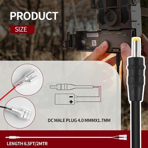 Trail Camera Power Cord,4.0x1.7mm DC Trail Camera Power Cable Compatible with Tactacam Reveal, X, XB, SK, Wise Eye,Snyper Cameras,4.0x1.7mm DC Plug Trail Game Camera (2) in Kuwait